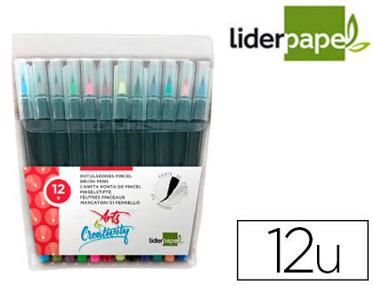 12 rotuladores Liderpapel punta pincel